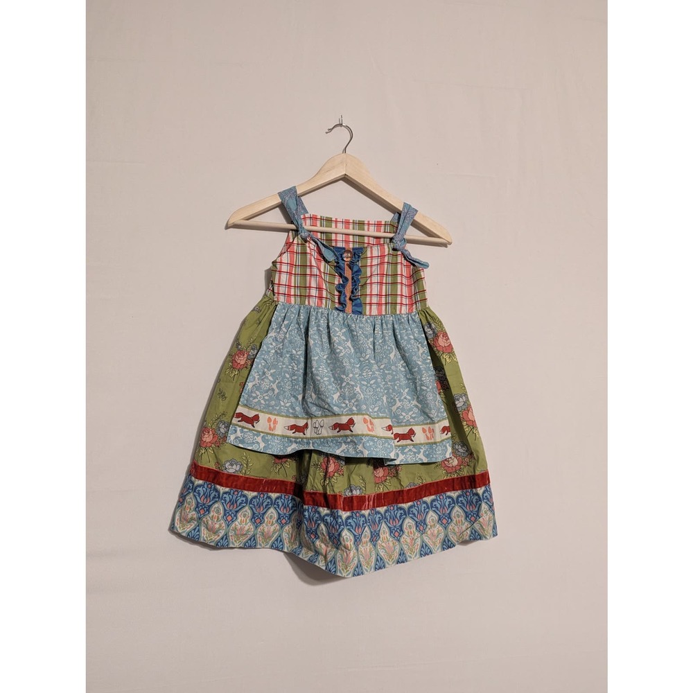 matilda jane child girls 8 cottage apron dress ruffles multicolor multiprint